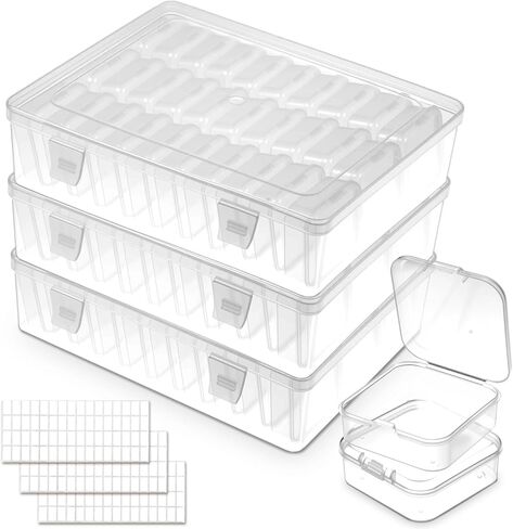 90pcs مربع منظم حبة مع غطاء مفصلي صغير متوسط ​​صناديق التخزين البلاستيكية الصافية واضحة حاويات حاويات الخرز المصغرة مربع البلاستيك لصنع المجوهرات in Kuwait