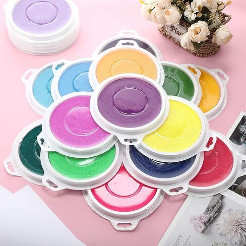 Humyoun 36 Pcs 7" Large Washable Ink Pads for Kids Handprint Fingerprint Rainbow Stamps Pad Multicolor Ink Pad Kit for Footprint Painting Rubber Stamps Card Making Kids Birthday Gifts in Saudi Arabia