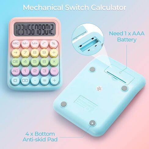M&G Mechanical Switch Calculator, 10 Digit Basic Desk Calculator, Large LCD Display and Big Buttons, Cute Small Calculators Gift for Children Students Teacher in Saudi Arabia