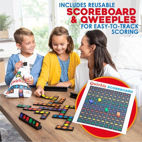 MindWare Qwirkle Gift Version - Includes 108 Wooden Tiles, Scoreboard and 4 Wooden Tile Racks in a Drawstring Bag in Saudi Arabia