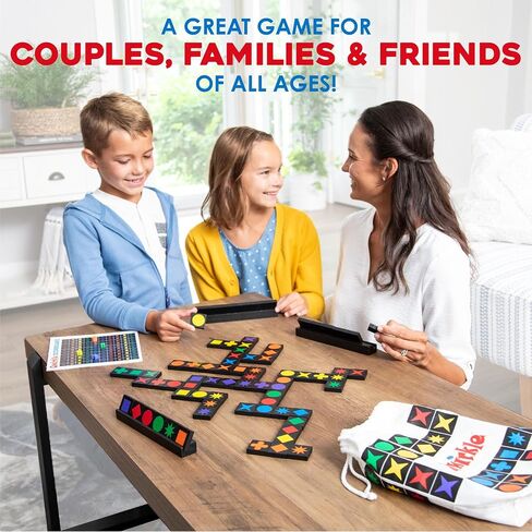 MindWare Qwirkle Gift Version - Includes 108 Wooden Tiles, Scoreboard and 4 Wooden Tile Racks in a Drawstring Bag in Saudi Arabia