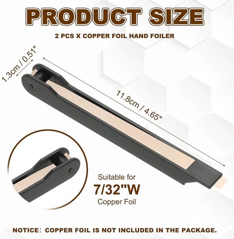 PATIKIL Copper Foil Hand Foiler, 2 Pcs Stained Glass Copper Foil Tool Hand Foiler for 7/32" Width Copper Foil Tape Wrapping Tools for Glass DIY Handcraft Making, Black/Yellow in Saudi Arabia