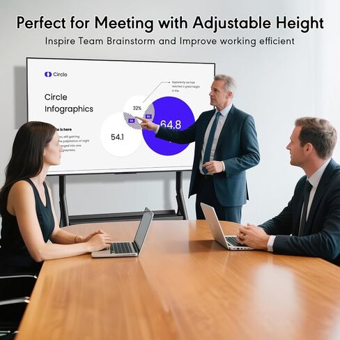 Smart Board Stand for 55-100 Inch Interactive Whiteboard, Height Adjustable Mobile Stand with 4 Lockable Rolling Wheels for Smartboard in Saudi Arabia