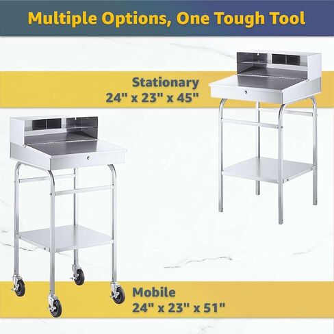 23" x 24" Stainless Steel Stationary Receiving Desk with Lock - Slanted Work Surface, Storage Shelf - Secure Freestanding Shop Desk for Shipping, Warehouse, Industrial, Office Use in Saudi Arabia