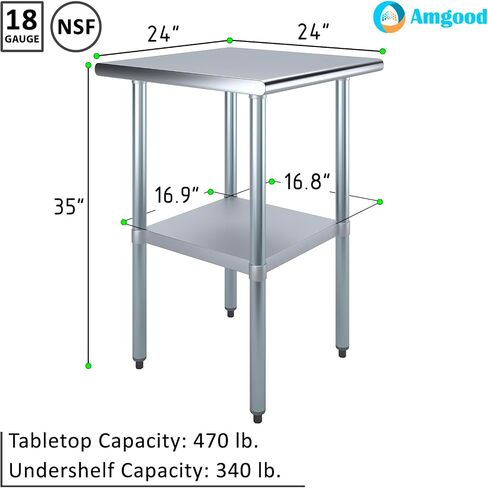 24" X 24" Stainless Steel Work Table with Undershelf | NSF Certified | Kitchen Island Food Prep | Laundry Utility Bench | Garage Work Station in Saudi Arabia