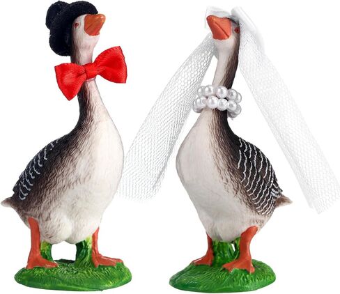 Honeydak Goose زوجين كعكة الزفاف أعلى يدويًا تماثيل أوزة يدويًا ، زخرفة لزخرفة كعكة الزفاف ، والعروس وذكرى المشاركة in Saudi Arabia