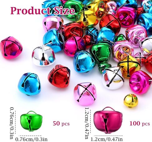 Small Jingle Bells for Crafting, 150PCS Tiny Crafts Bells 1/2 Inch DIY for Christmas Home Making Ornaments Wreath Pet Decorations Bell for Crafts Bracelet Anklets Necklace Knitting Jewelry Making in Saudi Arabia