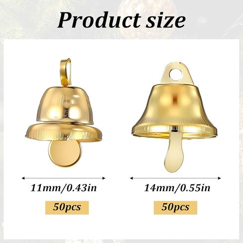 XLIUAX 100Pcs Small Bells for Crafts, Bells for Crafts Mini Gold Bell Vintage Bell Wind Chimes Ornaments for Garden Retro Iron Doorbell for Home Making Favor Wreath Bracelet Wedding Decor in Kuwait