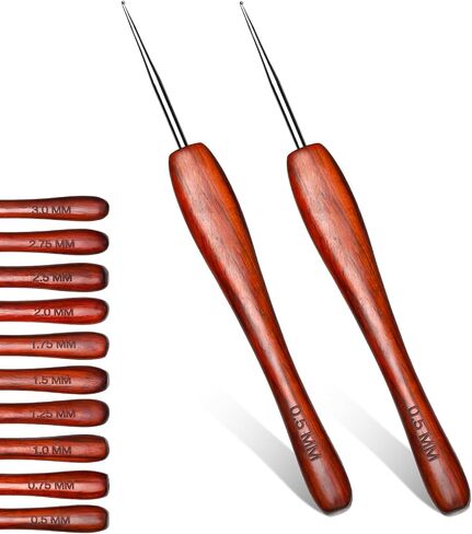 QMNNMA 0.5 mm Crochet Hook, Ergonomic Hand-Polished Wooden Handle Crochet Hook for Arthritic Hands, Available in 0.5 mm- 3 mm for Beginners, and Crocheting Yarn（2Pcs） in Kuwait