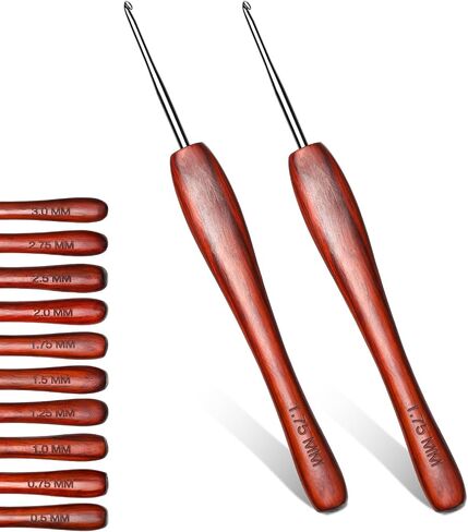 QMNNMA 0.5 mm Crochet Hook, Ergonomic Hand-Polished Wooden Handle Crochet Hook for Arthritic Hands, Available in 0.5 mm- 3 mm for Beginners, and Crocheting Yarn（2Pcs） in Kuwait
