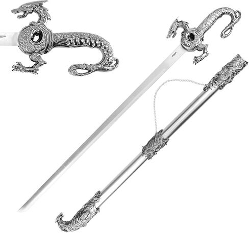 Saint George Dragon Saber Fantasy Knight Sword - Dull Blade - for Collections, Gifts in Saudi Arabia