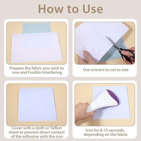 Heavy Weight 11.8 inch X 30 Yards White Iron-On Non-Woven Fusible Interfacing, Single-Sided Polyester Fabric for DIY Craft Supplies, Quilting, Sewing, Shirt Plackets, Dresses, Collars, Cuffs (100g/㎡) in Kuwait