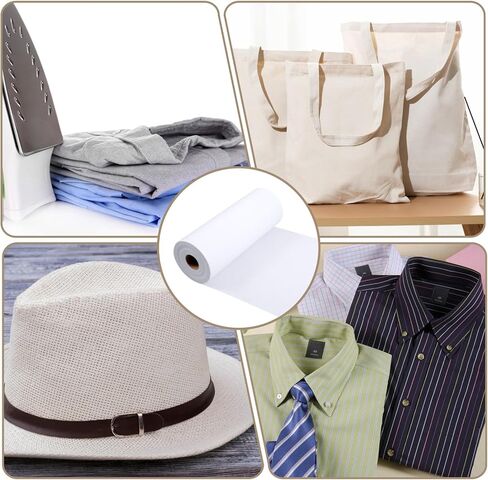 Heavy Weight 11.8 inch X 30 Yards White Iron-On Non-Woven Fusible Interfacing, Single-Sided Polyester Fabric for DIY Craft Supplies, Quilting, Sewing, Shirt Plackets, Dresses, Collars, Cuffs (100g/㎡) in Kuwait