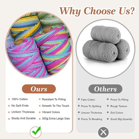 Macrame Cord 3mmx100yd 100 ٪ Cotton Ombre Macrame Rope Cord for Plant Hanging Wall Hanging Diy Handmade Alcs Wall Hanging Dreamcatcher Christmas Crafts Knitting-Rainbow in Kuwait