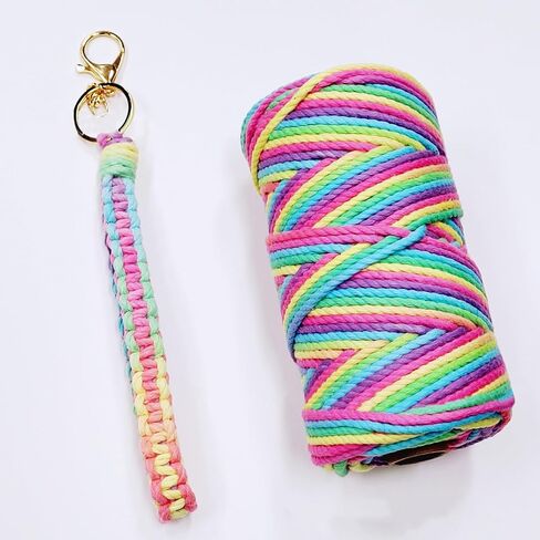 Macrame Cord 3mmx100yd 100 ٪ Cotton Ombre Macrame Rope Cord for Plant Hanging Wall Hanging Diy Handmade Alcs Wall Hanging Dreamcatcher Christmas Crafts Knitting-Rainbow in Kuwait
