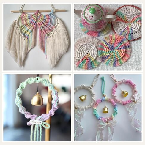 Macrame Cord 3mmx100yd 100 ٪ Cotton Ombre Macrame Rope Cord for Plant Hanging Wall Hanging Diy Handmade Alcs Wall Hanging Dreamcatcher Christmas Crafts Knitting-Rainbow in Kuwait