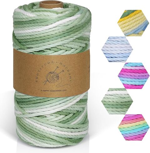 Macrame Cord 3mmx100yd 100 ٪ Cotton Ombre Macrame Rope Cord for Plant Hanging Wall Hanging Diy Handmade Alcs Wall Hanging Dreamcatcher Christmas Crafts Knitting-Rainbow in Kuwait