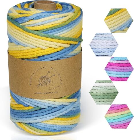 Macrame Cord 3mmx100yd 100 ٪ Cotton Ombre Macrame Rope Cord for Plant Hanging Wall Hanging Diy Handmade Alcs Wall Hanging Dreamcatcher Christmas Crafts Knitting-Rainbow in Kuwait