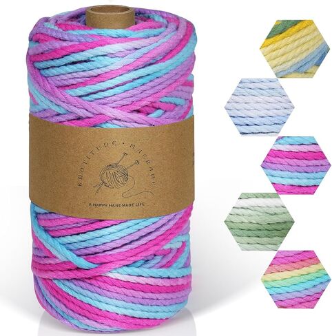 Macrame Cord 3mmx100yd 100 ٪ Cotton Ombre Macrame Rope Cord for Plant Hanging Wall Hanging Diy Handmade Alcs Wall Hanging Dreamcatcher Christmas Crafts Knitting-Rainbow in Kuwait