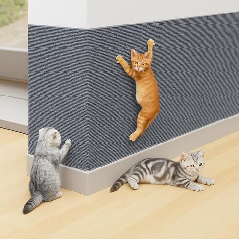 Cat Scratch Mat,Trimmable Self-Adhesive Carpet,DIY Climb Cat Scratcher for Cat Couch Furniture or Wall Protector,Covering Cat Tower,and Replacement Pads (Light Gray) 78.7"x15.8" in Saudi Arabia