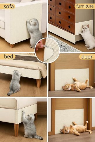 Cat Scratch Mat,Trimmable Self-Adhesive Carpet,DIY Climb Cat Scratcher for Cat Couch Furniture or Wall Protector,Covering Cat Tower,and Replacement Pads (Light Gray) 78.7"x15.8" in Saudi Arabia