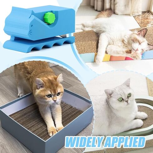 3D Printed Cat Scratcher Cutter Tool, Handheld Cardboard Craft Machine with 10 Blades, Kitten-Shaped DIY Kit for Scratching Boards & Beds(Blue,Size:4inch) in Saudi Arabia