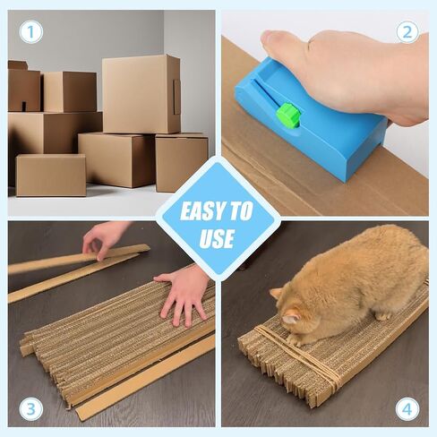 3D Printed Cat Scratcher Cutter Tool, Handheld Cardboard Craft Machine with 10 Blades, Kitten-Shaped DIY Kit for Scratching Boards & Beds(Blue,Size:4inch) in Saudi Arabia
