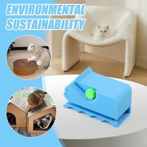 3D Printed Cat Scratcher Cutter Tool, Handheld Cardboard Craft Machine with 10 Blades, Kitten-Shaped DIY Kit for Scratching Boards & Beds(Blue,Size:4inch) in Saudi Arabia