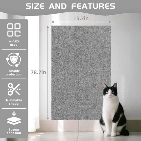 حامي الأثاث Cat Scratch ، وسادة خدش Cat Cat ذاتية القابلة ، 78.7 "x15.7" غطاء السجاد للأريكة والأريكة والجدران ولوحة خدش Cat الأثاث ، وسادة خدش مضادة للمخالب القطة (رمادي) in Kuwait
