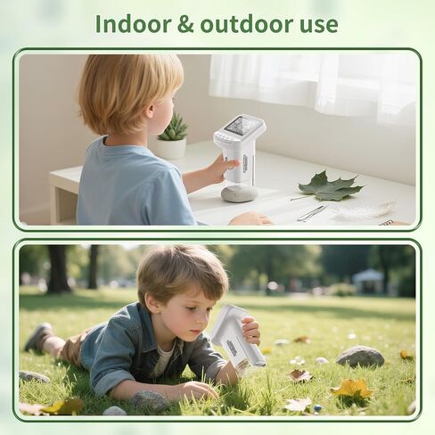 1200X Handheld Portable Microscope for Kids Digital Scope 2.0" Screen Rechargeable STEM Toy Slide Kit Pocket Science Gift for Children Ages 6-12 Students (White) in Saudi Arabia