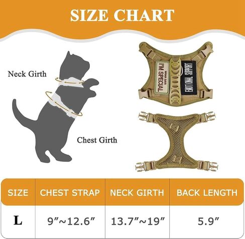 Tactical Cat Harness & Leash Set - Escape-Proof Adjustable for Walking Small Dog Vest Harness with Patches, Soft Mesh Padding and Rubber Handle for Easy Control (Khaki) in Kuwait
