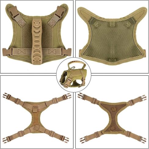 Tactical Cat Harness & Leash Set - Escape-Proof Adjustable for Walking Small Dog Vest Harness with Patches, Soft Mesh Padding and Rubber Handle for Easy Control (Khaki) in Kuwait
