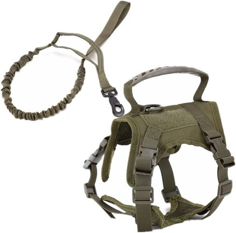 Tactical Cat Harness & Leash Set - Escape-Proof Adjustable for Walking Small Dog Vest Harness with Patches, Soft Mesh Padding and Rubber Handle for Easy Control (Khaki) in Kuwait
