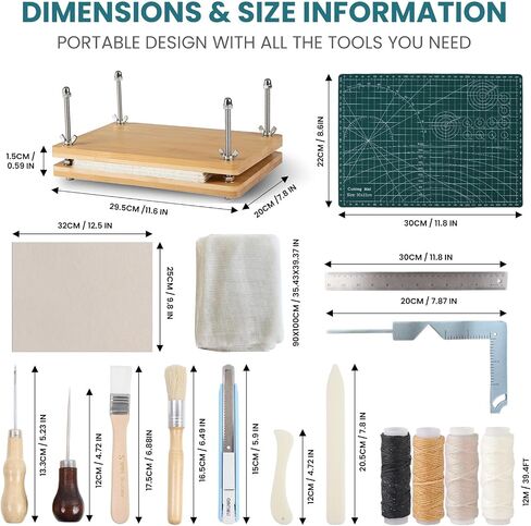 مجموعات ملزمة للكتاب Pico - 67 PCS Kit & Tool Kit مع حصيرة قطع ، مطبعة للكتاب ، حقيبة حمل ، أداة تغطية ، حصيرة شفاء ذاتية 8 "x12" لصياغة ، فني ، مدرسية ومشاريع DIY in Kuwait
