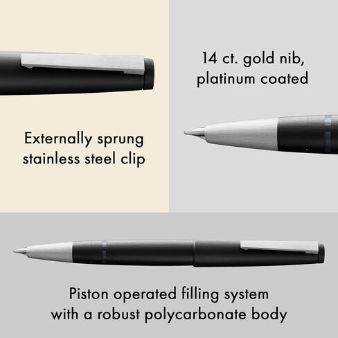 LAMY 2000 Black - قلم نافورة أنيقة في برميل الألياف الزجاجية القوية - 14 ط م. NIB الذهب ، مقعدة جزئيا - مقاس NIB EF in Saudi Arabia