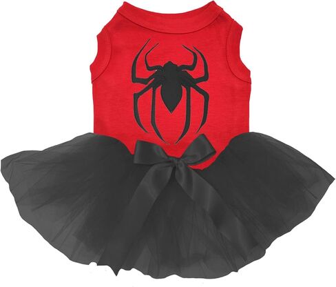 Petitebella Spider Printing Puppy Dog Dress (Red/Black, X-Small) in Saudi Arabia
