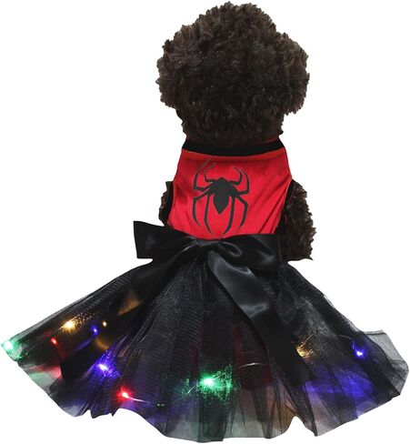 Petitebella Spider Printing Puppy Dog Dress (Red/Black, X-Small) in Saudi Arabia