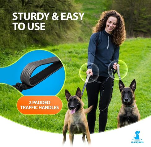 Premium Double Leash for Two Dogs – Shock Absorbing Anti Pull Double Lead for Medium & Large Breeds with Adjustable Dual Leash Attachment for 2 Dogs in Kuwait