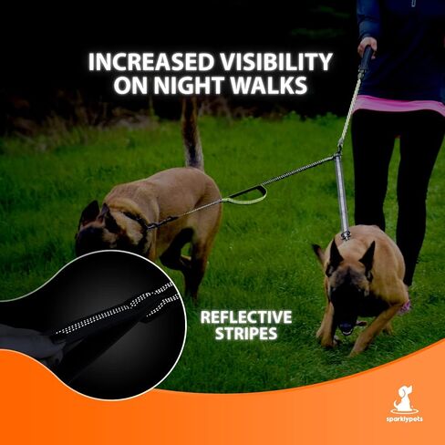 Premium Double Leash for Two Dogs – Shock Absorbing Anti Pull Double Lead for Medium & Large Breeds with Adjustable Dual Leash Attachment for 2 Dogs in Kuwait