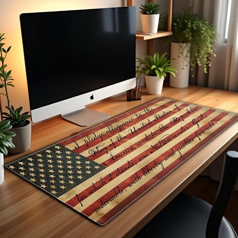 L&B Mercantile American Flag 1776 Betsy Ross We The People XXL Deskpad for Computer Keyboard and Mouse – Patriotic USA Gaming Mousepad, Extra Long XL Mouse Pad for Laptop Office Desk, Desktop Mat in Saudi Arabia
