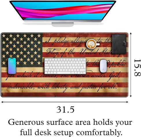 L&B Mercantile American Flag 1776 Betsy Ross We The People XXL Deskpad for Computer Keyboard and Mouse – Patriotic USA Gaming Mousepad, Extra Long XL Mouse Pad for Laptop Office Desk, Desktop Mat in Saudi Arabia