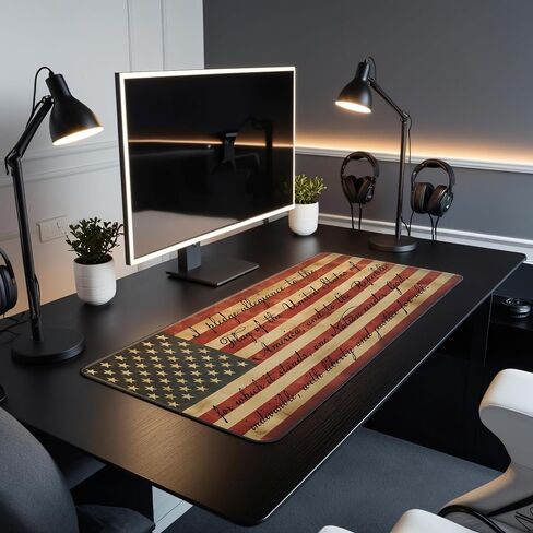 L&B Mercantile American Flag 1776 Betsy Ross We The People XXL Deskpad for Computer Keyboard and Mouse – Patriotic USA Gaming Mousepad, Extra Long XL Mouse Pad for Laptop Office Desk, Desktop Mat in Saudi Arabia