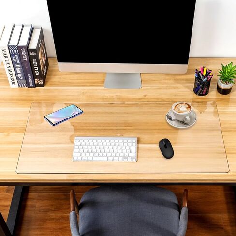 Clear Desk Mat 35.4 "× 15.7" DESAD COMPUTER DESAD شفاف كبير لا تقل عن PVC ومكاتب واقي مع حافة مستديرة ، وسادة كتابة شفافة مقاومة للماء للمنزل والمكتب in Kuwait