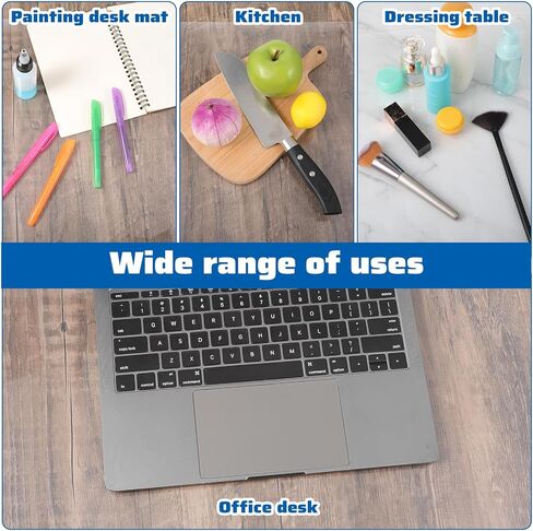 Clear Desk Mat 35.4 "× 15.7" DESAD COMPUTER DESAD شفاف كبير لا تقل عن PVC ومكاتب واقي مع حافة مستديرة ، وسادة كتابة شفافة مقاومة للماء للمنزل والمكتب in Kuwait