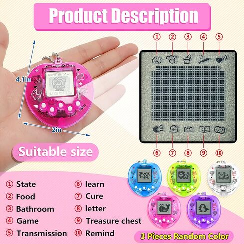 sosation 3 pcs petual pets keychain keychain الافتراضية الافتراضية للحيوانات الأليفة الافتراضية سلسلة المفاتيح تفضل المواد الرجعية الآلة جهة اللعبة in Kuwait