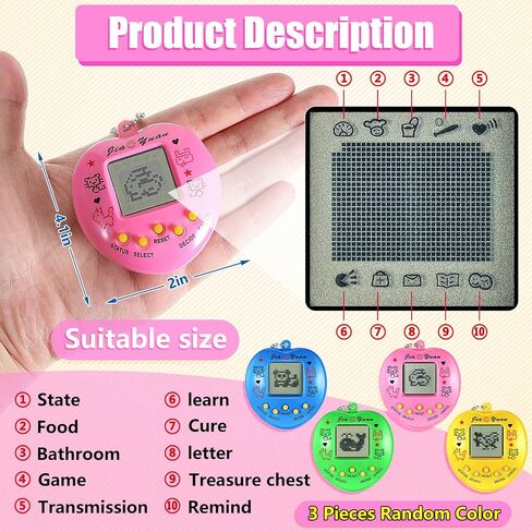 sosation 3 pcs petual pets keychain keychain الافتراضية الافتراضية للحيوانات الأليفة الافتراضية سلسلة المفاتيح تفضل المواد الرجعية الآلة جهة اللعبة in Saudi Arabia
