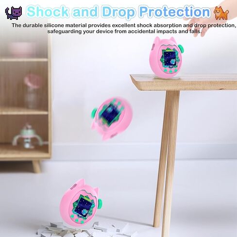 بالنسبة لحالة السيليكون الناعمة في Tamagotchi Paradise وحامي الشاشة Clear TPU ، فليم ، بزاوية 360 درجة كاملة مع حبل سلسلة زهور ، حماية صدمة الخدش ، وردي in Saudi Arabia
