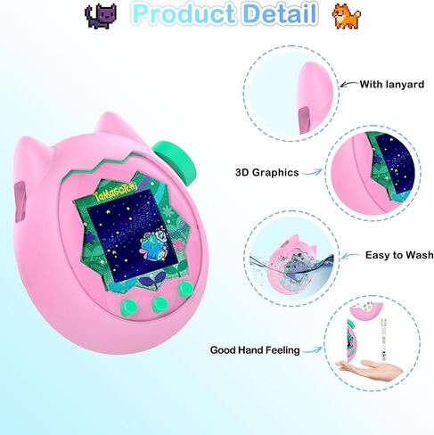 بالنسبة لحالة السيليكون الناعمة في Tamagotchi Paradise وحامي الشاشة Clear TPU ، فليم ، بزاوية 360 درجة كاملة مع حبل سلسلة زهور ، حماية صدمة الخدش ، وردي in Saudi Arabia