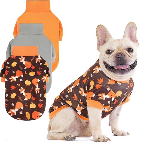 سترة Kooltail Fall Dog ، 3 عبوة من الصوف عيد الشكر الكلاب الياقة المدورة للملابس السحب للكلاب الصغيرة المتوسطة الكبيرة ، معاطف طلاء بارد شتاء لليئة للحيوان in Saudi Arabia