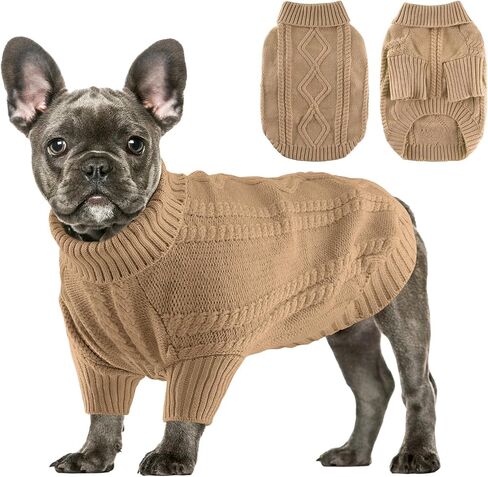 Small Dog Sweater Clothes Pullover Knitted Dog Coat Sweaters for Small Dogs Cats Girl Boy Thick Warm Puppy Clothes for Chihuahua Yorkie Bulldog Christmas Cold Weather Pet Outfits in Kuwait